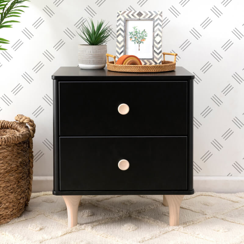 Babyletto Lolly Nightstand with USB Port - Black / Washed Natural