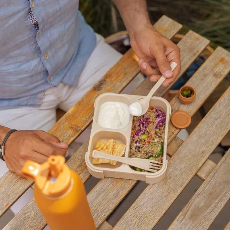 Citron Lunch Box with Fork & Spoon - Beige