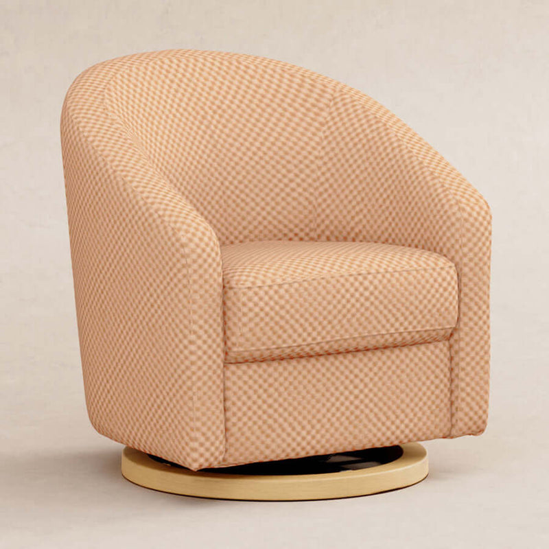 Babyletto Madison Swivel Glider - Canyon Velvet Checker with Light Wood Base