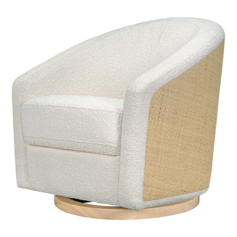 Babyletto Madison Swivel Glider - Ivory Boucle & Cane (with Light Wood Base)