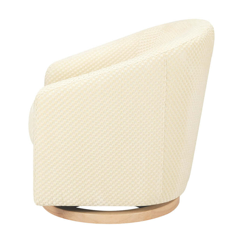 Babyletto Madison Swivel Glider - Ivory Velvet Checker with Light Wood Base