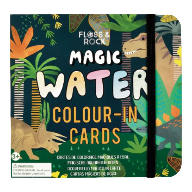 Floss & Rock Magic Water Colour-In Cards - Dinosaur
