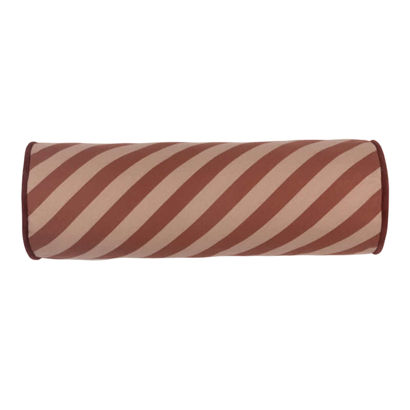 Nobodinoz Majestic Cylindric Cushion - Marsala Taupe Stripes