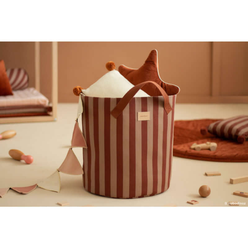 Nobodinoz Majestic Toybag - Marsala Taupe Stripes