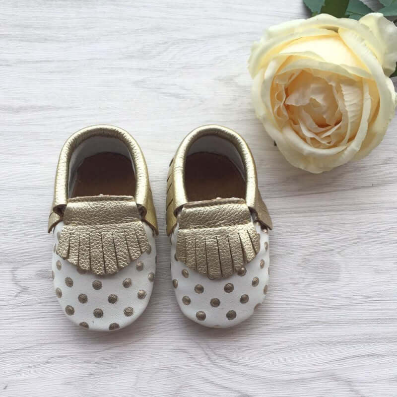 Little Caleb Moccasins - Polka Dots Leather Moccasins