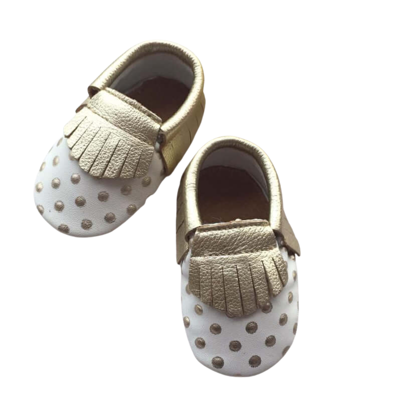 Little Caleb Moccasins - Polka Dots Leather Moccasins