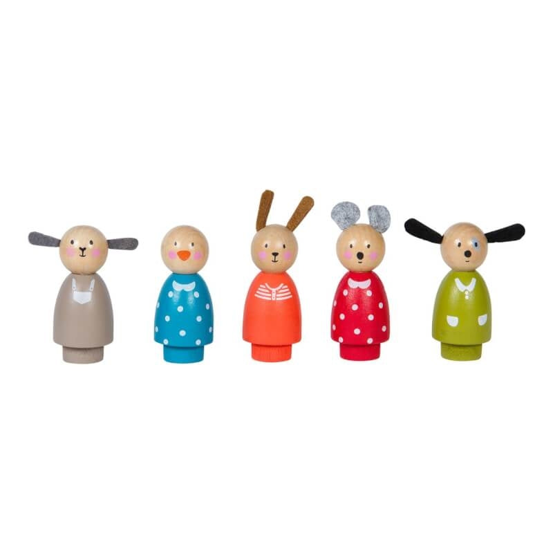 Moulin Roty La Grande Famille Set of 5 Characters 7.5cm (Sylvain, Jeanne, Albert, Nini, Julius)