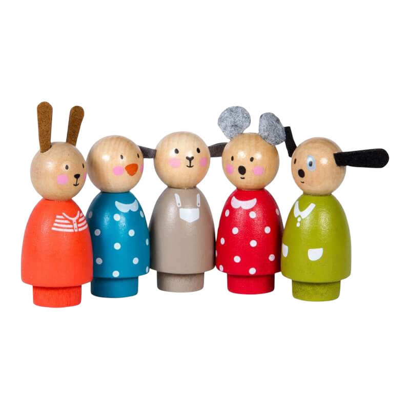 Moulin Roty La Grande Famille Set of 5 Characters 7.5cm (Sylvain, Jeanne, Albert, Nini, Julius)