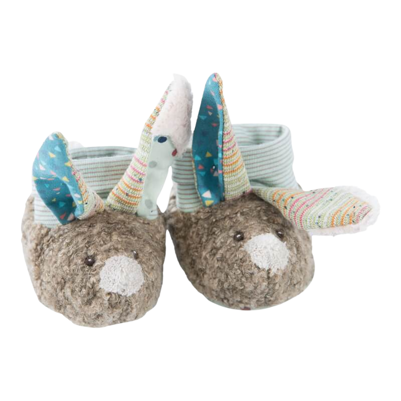 Moulin Roty Les Jolis Trop Beaux Rabbit Baby Slippers 0-6mos