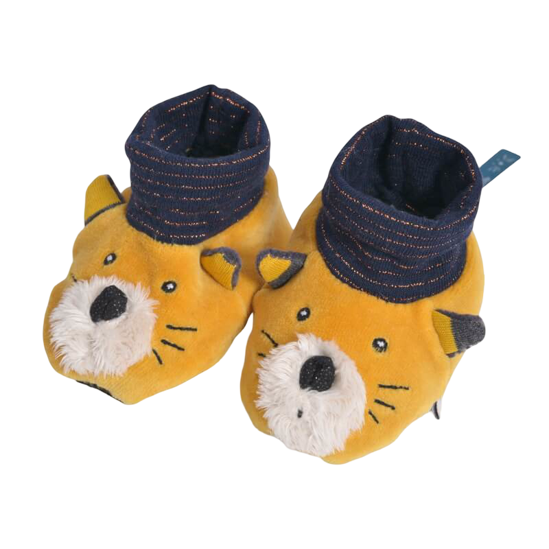 Moulin Roty Les Moustaches Lulu the Cat Baby Slippers 0-6mos