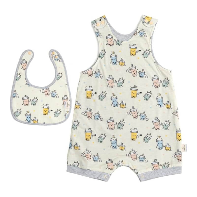 Cotton Pigs Mummy and Me Bubble Tea Romper Bib Gift Set