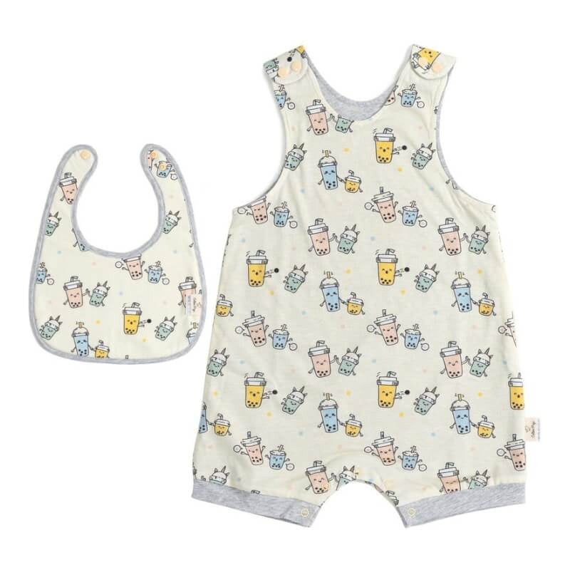 Cotton Pigs Mummy and Me Bubble Tea Romper Bib Gift Set