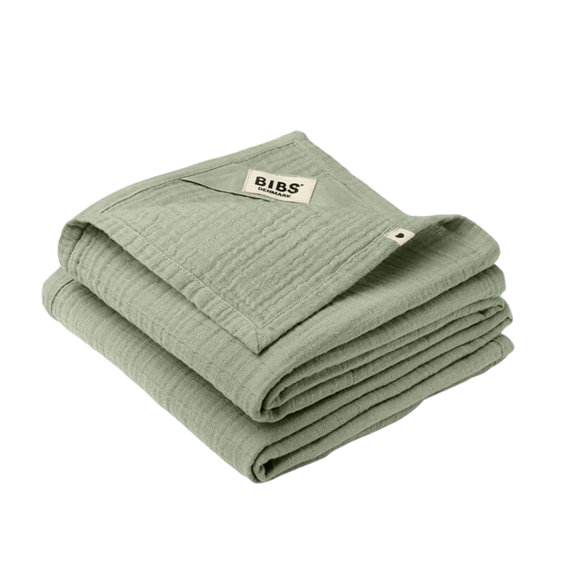 BIBS Muslin Cloth 70x70cm - Sage (2-Pack)