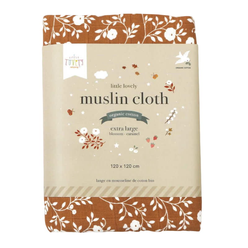 A Little Lovely Company Muslin Cloth XL - Blossom - Caramel
