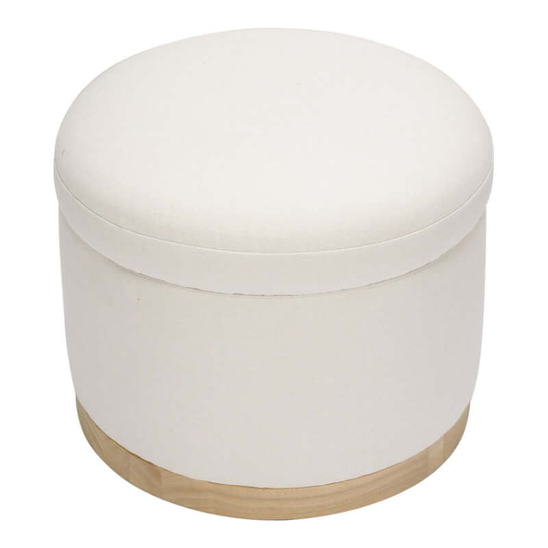 Babyletto Naka Storage Ottoman - Performance Cream Eco-Weave with Light Wood Base