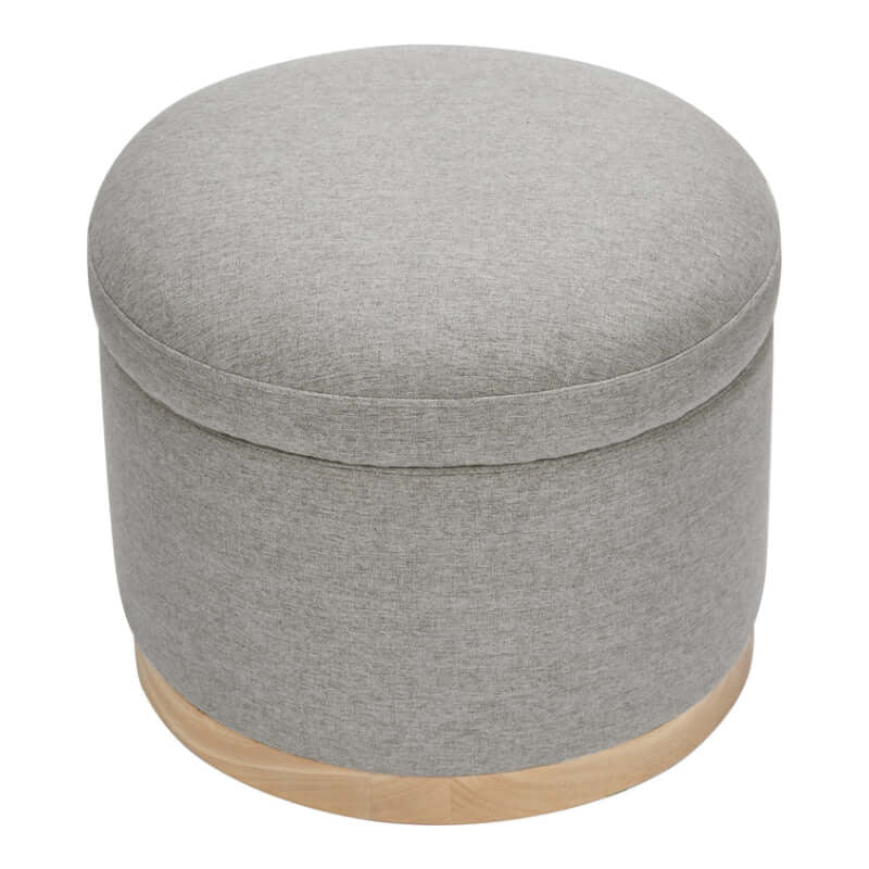 Babyletto Naka Storage Ottoman - Performance Grey Eco-Weave with Light Wood Base