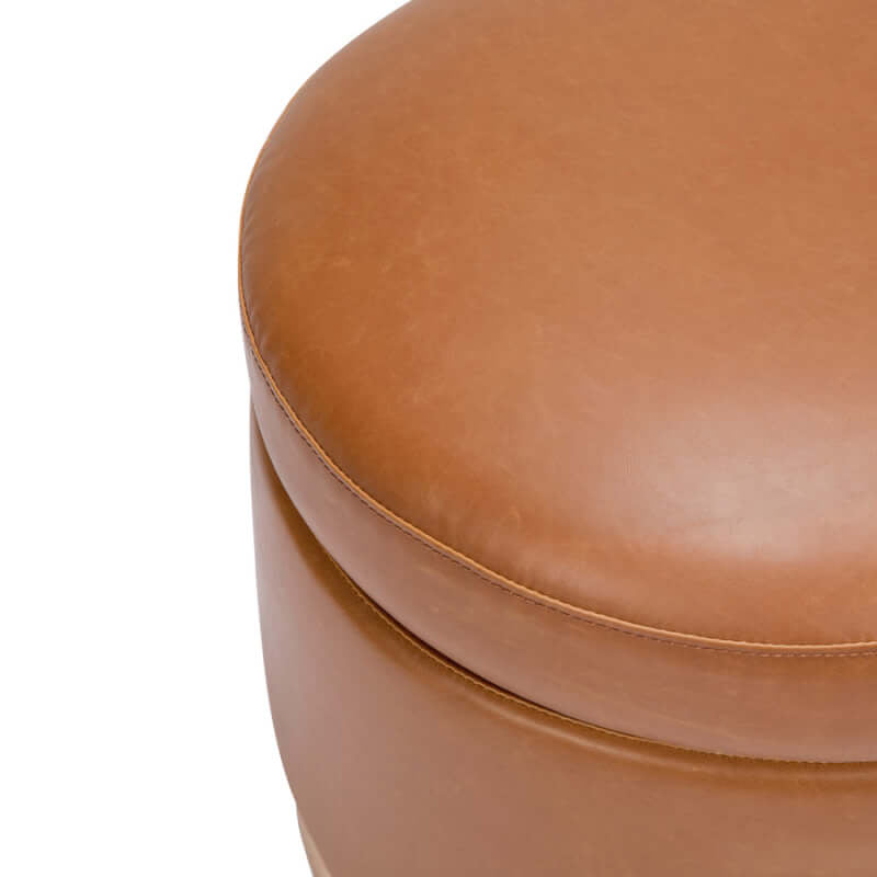 Babyletto Naka Storage Ottoman - Vegan Tan Leather with Light Wood Base