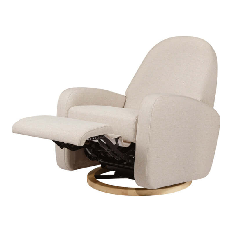 Babyletto Nami Recliner & Swivel Glider - Performance Beach Eco-Weave with Light Wood Base