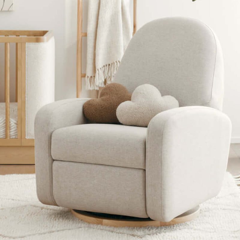 Babyletto Nami Recliner & Swivel Glider - Performance Beach Eco-Weave with Light Wood Base