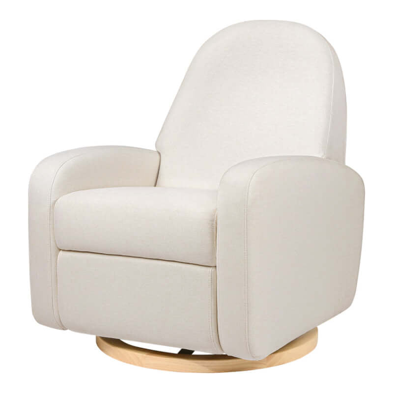 Babyletto Nami Recliner & Swivel Glider - Performance Cream Eco-Weave with Light Wood Base