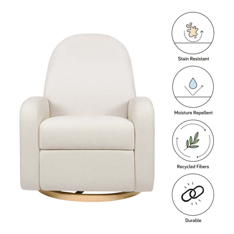 Babyletto Nami Recliner & Swivel Glider - Performance Cream Eco-Weave with Light Wood Base