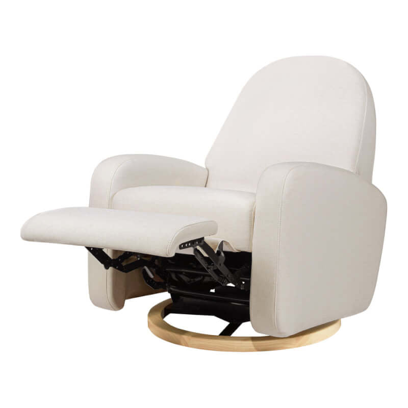 Babyletto Nami Recliner & Swivel Glider - Performance Cream Eco-Weave with Light Wood Base