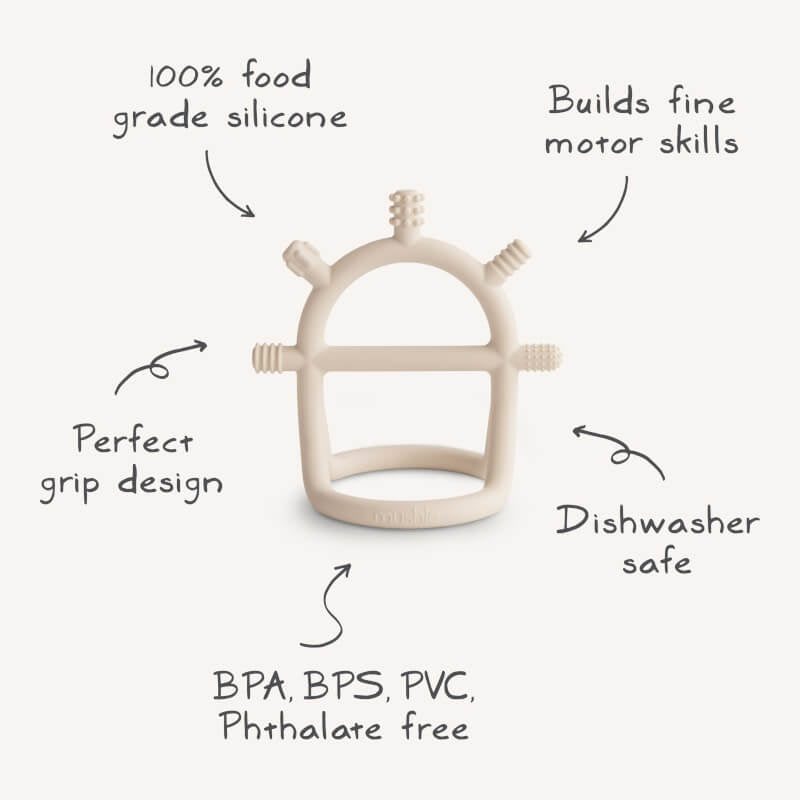 Mushie No-Drop Sensory Teether - Shifting Sand