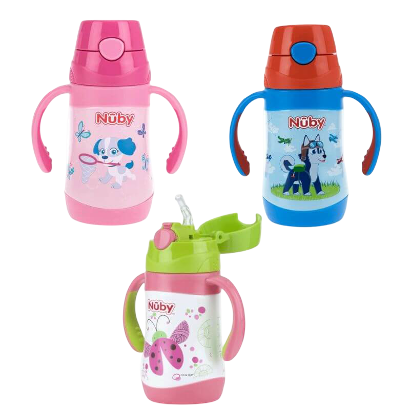 Nuby 防漏 Clik-It 不鏽鋼保溫翻蓋水壺 280ml