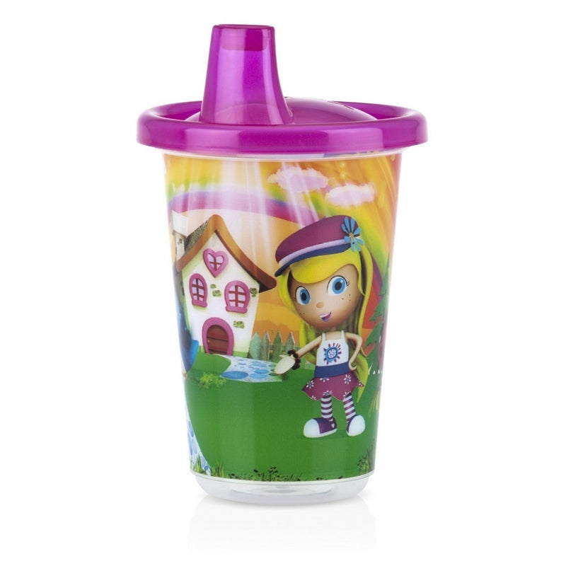 Nuby Wash or Toss Spout Cups with Lids (300ml x 3) - Girl