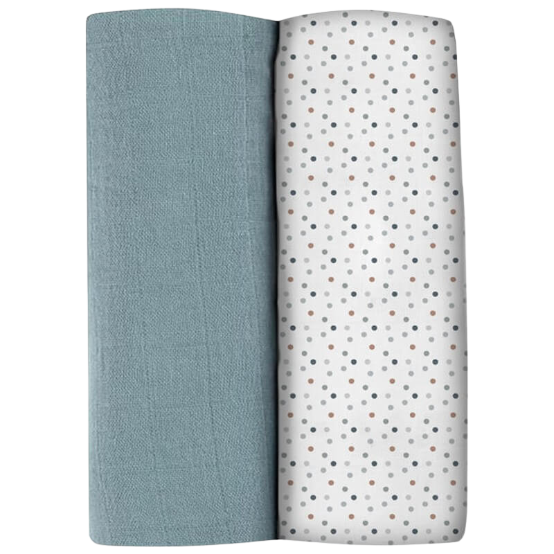 Beaba Organic Muslin Squares 2-Pack - Baltic Blue (120x120cm)