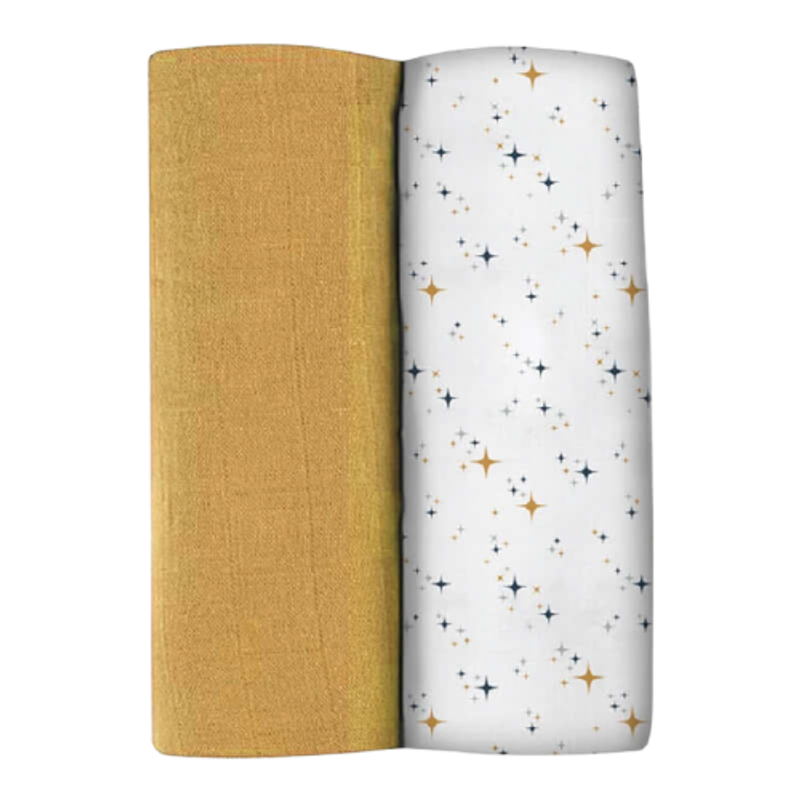 Beaba Organic Muslin Squares 2-Pack - Honey Gold (120x120cm)