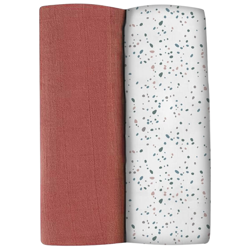 Beaba Organic Muslin Squares 2-Pack - Hot Sauce (120x120cm)