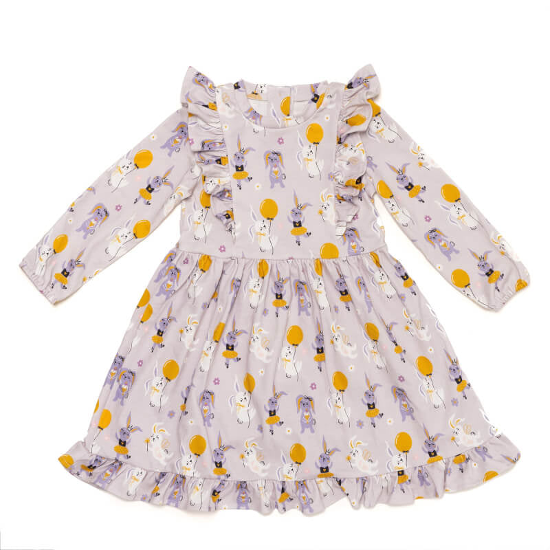 Cotton Pigs Organic Purple Bunnies Dress