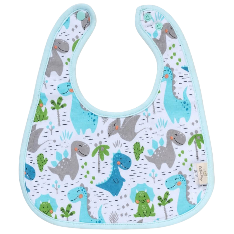 Cotton Pigs Organic Reversible Bib - Dino & Cactus