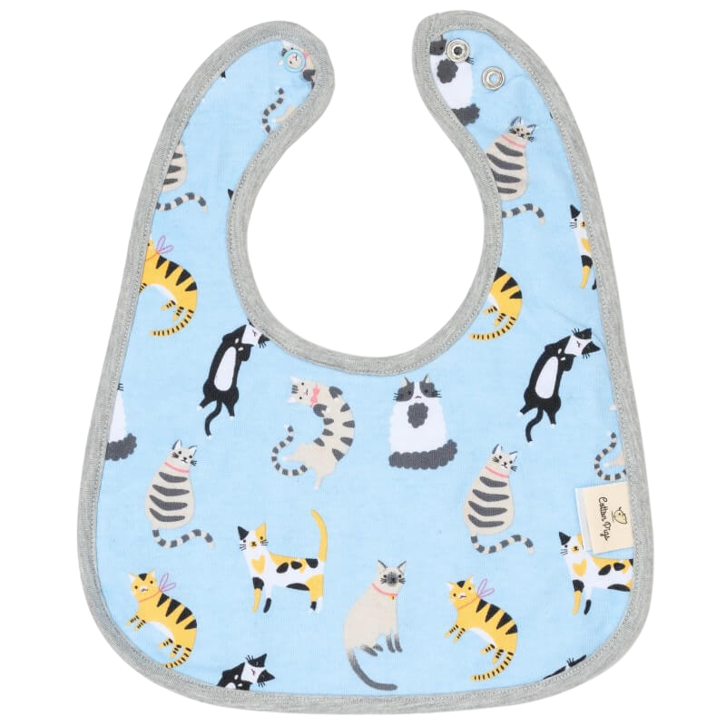 Cotton Pigs Organic Reversible Bib - Funny Cats