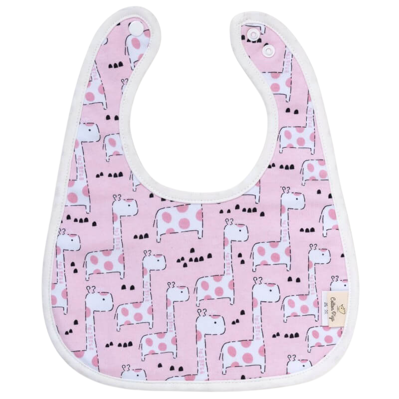 Cotton Pigs Organic Reversible Bib - Giraffes & Strawberries