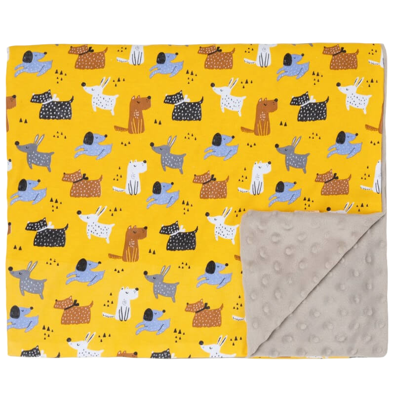Cotton Pigs Organic Reversible Blanket 80x100cm - Colourful Dogs