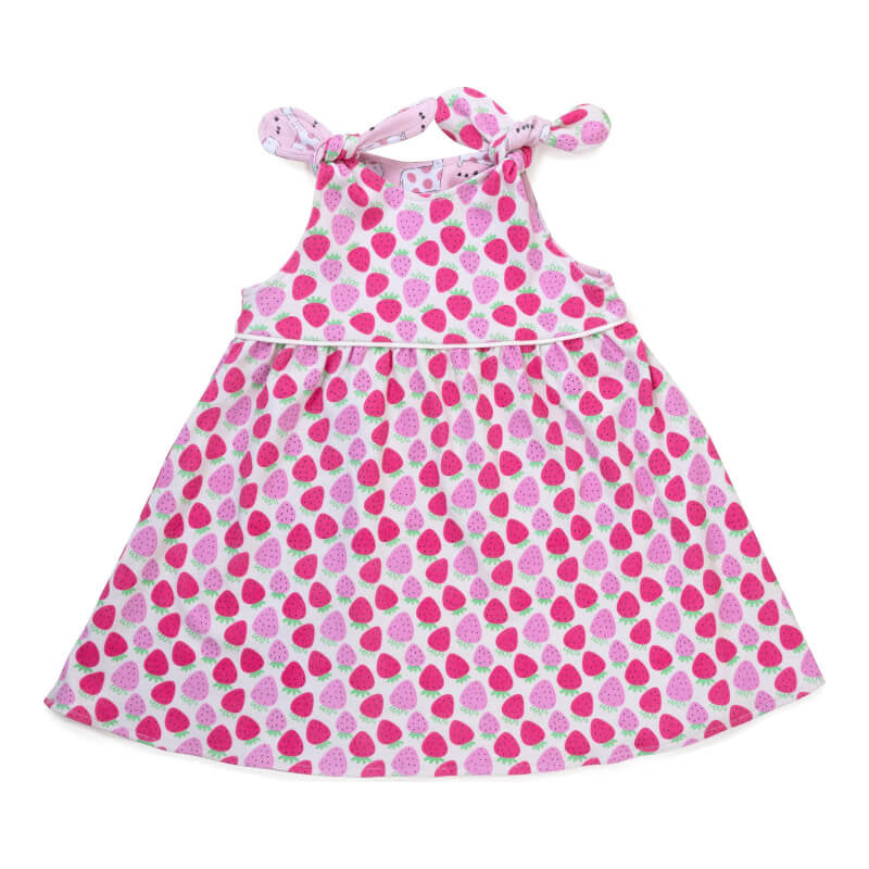 Cotton Pigs Organic Reversible Dress - Giraffes & Strawberries