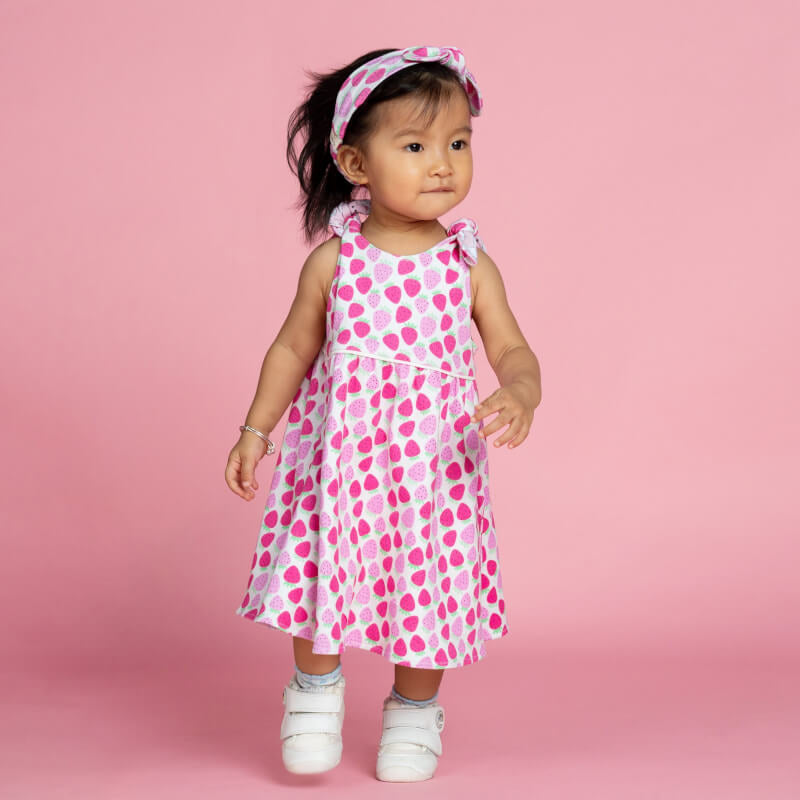 Cotton Pigs Organic Reversible Dress - Giraffes & Strawberries