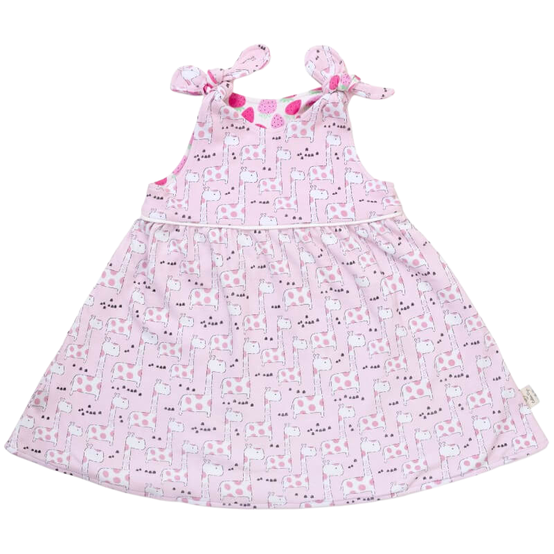 Cotton Pigs Organic Reversible Dress - Giraffes & Strawberries