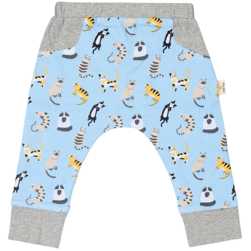 Cotton Pigs Organic Reversible Pants - Funny Cats