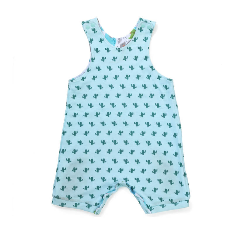 Cotton Pigs 有機雙面連身衣 - 恐龍與仙人掌