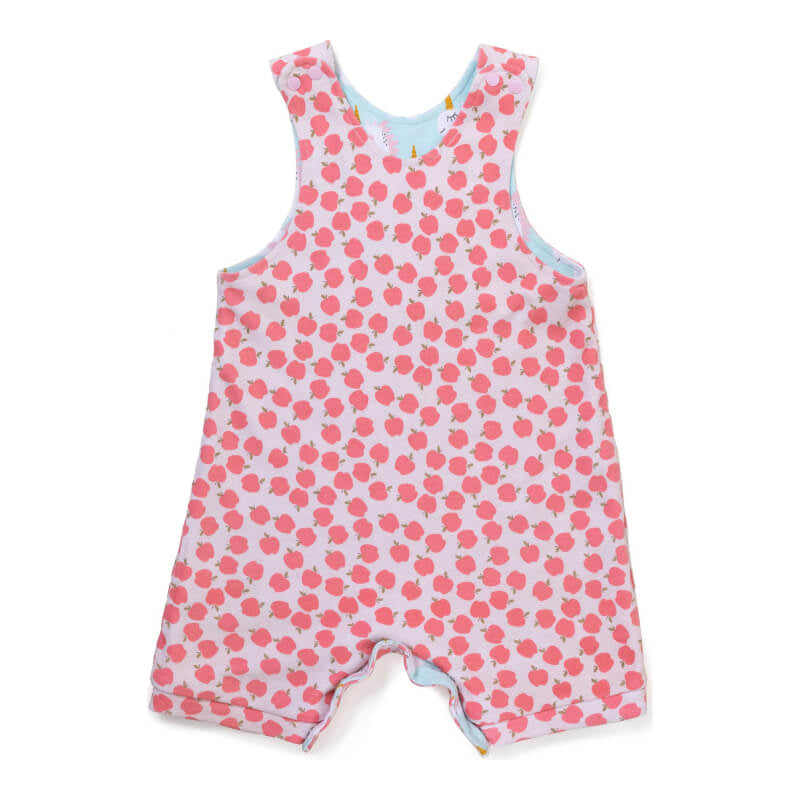 Cotton Pigs Organic Reversible Romper - Unicorns & Apples