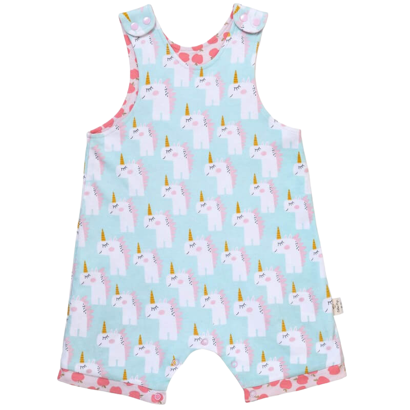Cotton Pigs Organic Reversible Romper - Unicorns & Apples