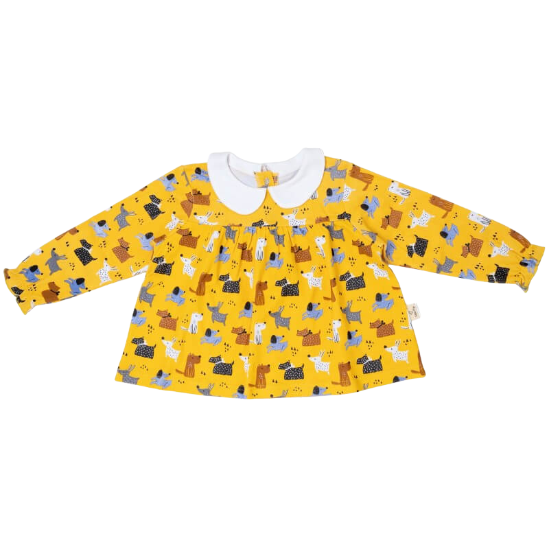 Cotton Pigs Organic Teatime Blouse - Colourful Dogs