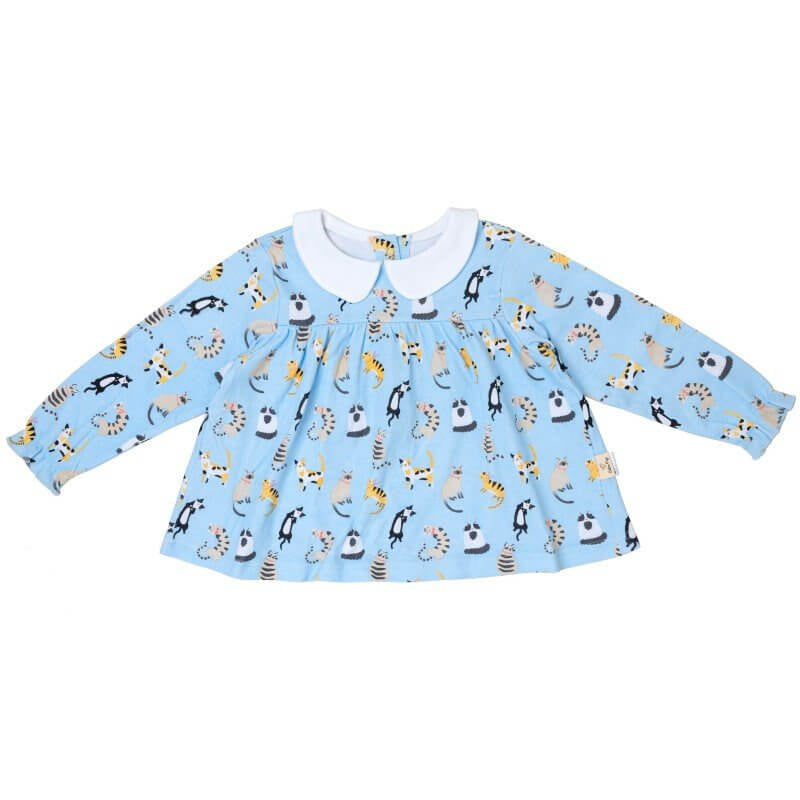 Cotton Pigs Organic Teatime Blouse - Funny Cats