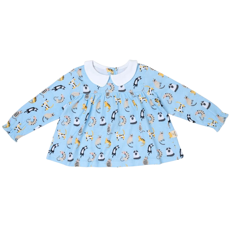 Cotton Pigs Organic Teatime Blouse - Funny Cats