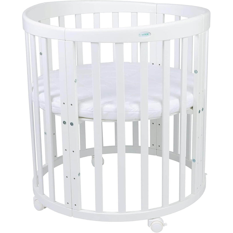 Waldin Oval Baby 7合1嬰兒床/側床/嬰兒床/遊戲圍欄(含床墊)