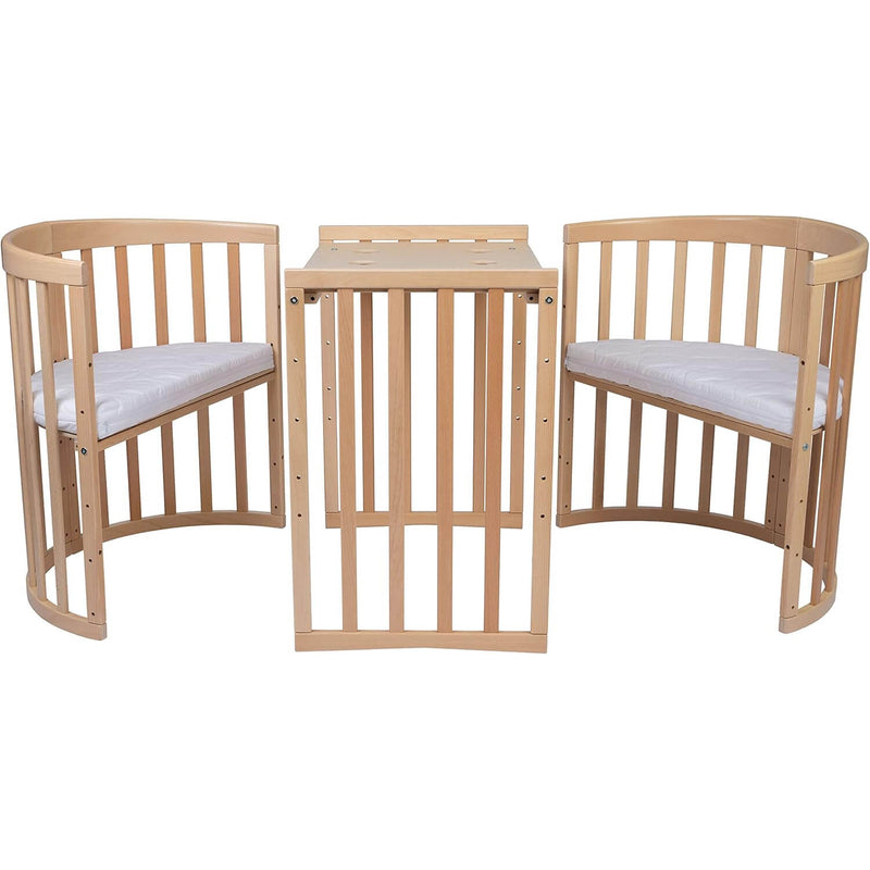 Waldin Oval Baby 7合1嬰兒床/側床/嬰兒床/遊戲圍欄(含床墊)