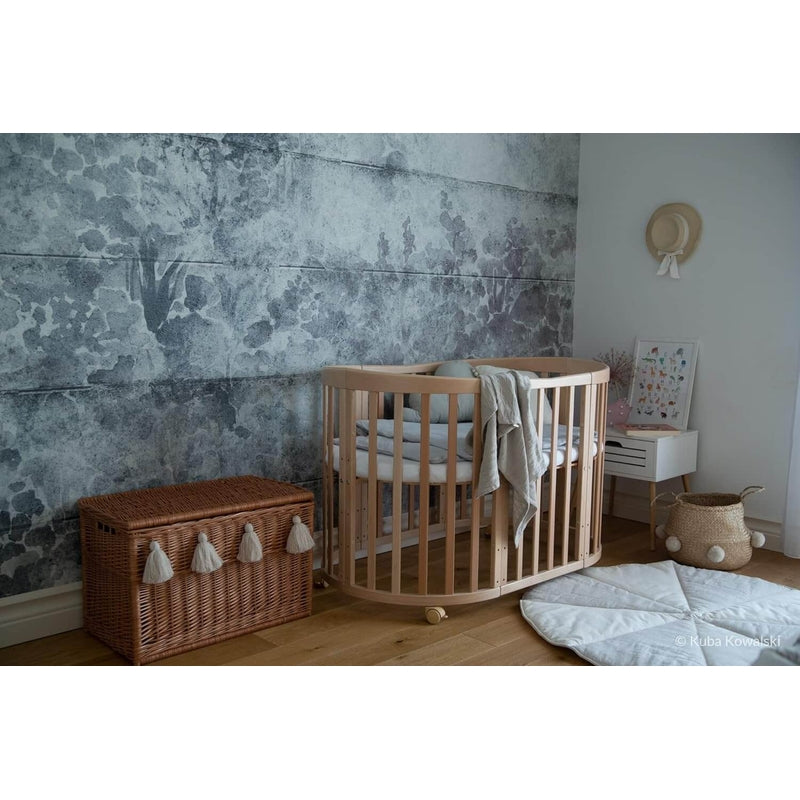 Waldin Oval Baby 7合1嬰兒床/側床/嬰兒床/遊戲圍欄(含床墊)